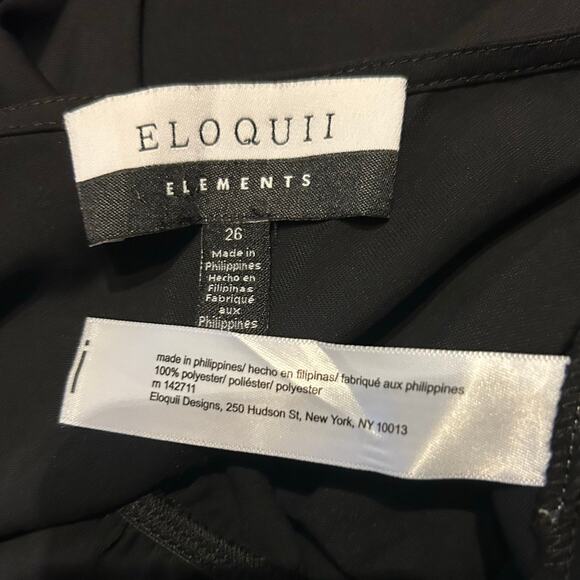 Eloquii Elements Black Faux Wrap Long Ruched Sleeves  SZ 26 Office Chic Boho - Picture 8 of 8